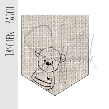 Taschen Patch - Leinenoptik Beige - "Paul der Bär" XaXelu Desgin